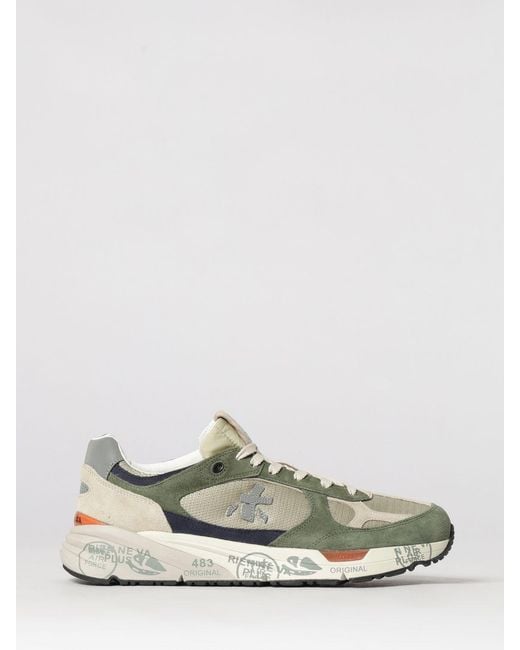 Premiata White Mase Suede And Canvas Sneakers for men