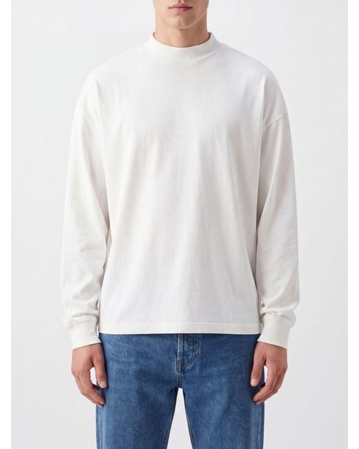 The Row White Relaxed-Fit Long-Sleeved Cotton T-Shirt With Dropped Shoulders for men