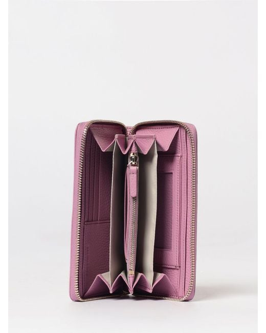 Coccinelle Pink Metallic Soft Grained Leather Wallet
