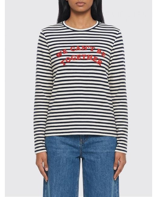 McQueen Blue Striped Cotton T-Shirts With Logo