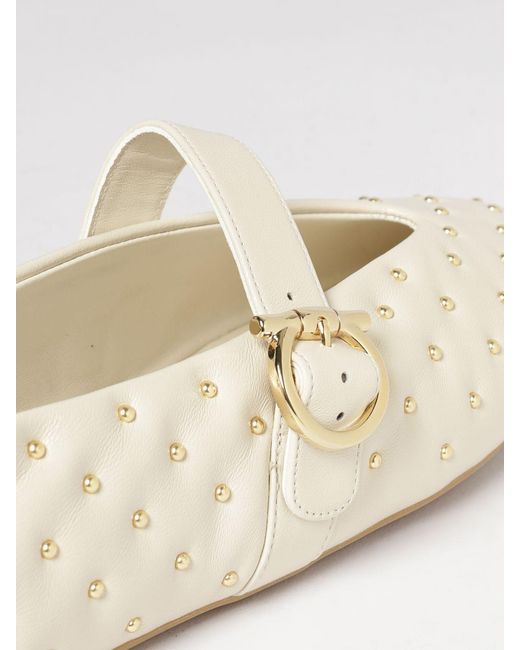Ferragamo Natural Gancini Buckle Studded Nappa Mary Jane Flats