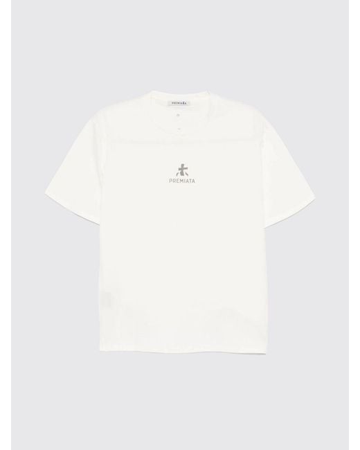 Premiata White Crewneck Cotton T-Shirt With Contrast Logo for men