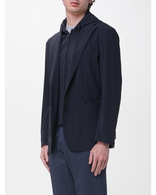 Manuel Ritz Blue Single-Breasted Blazer With Sweatshirt Hood for men