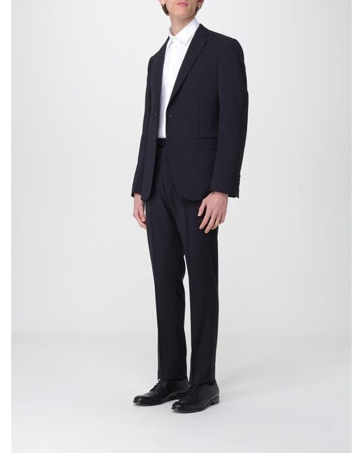 Emporio Armani Blue Single-Breasted Virgin Wool Suit for men