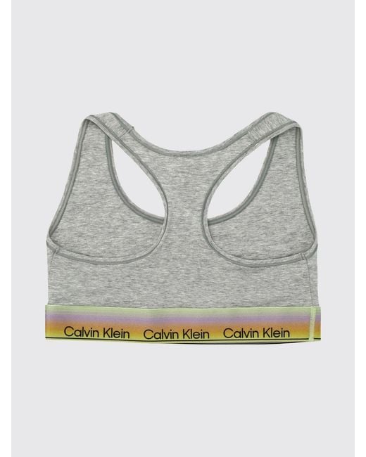 Calvin Klein Gray Cotton And Modal Blend Bralette With Racerback