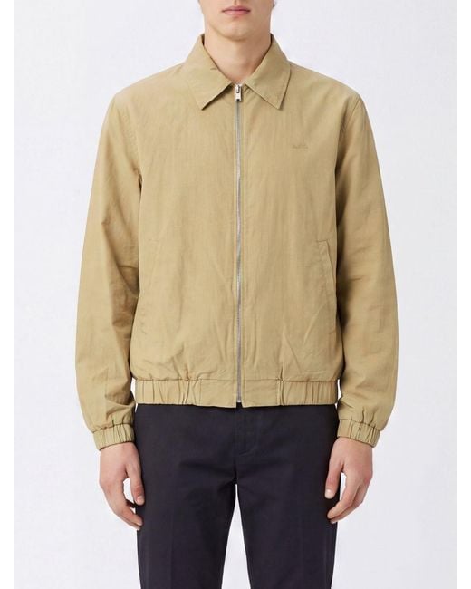 A.P.C. Natural Long-Sleeved Cotton Blouson Jacket With Zip Closure And Classic Collar for men