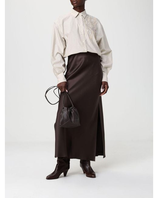 Brunello Cucinelli Brown Smooth Calfskin Bucket Bag