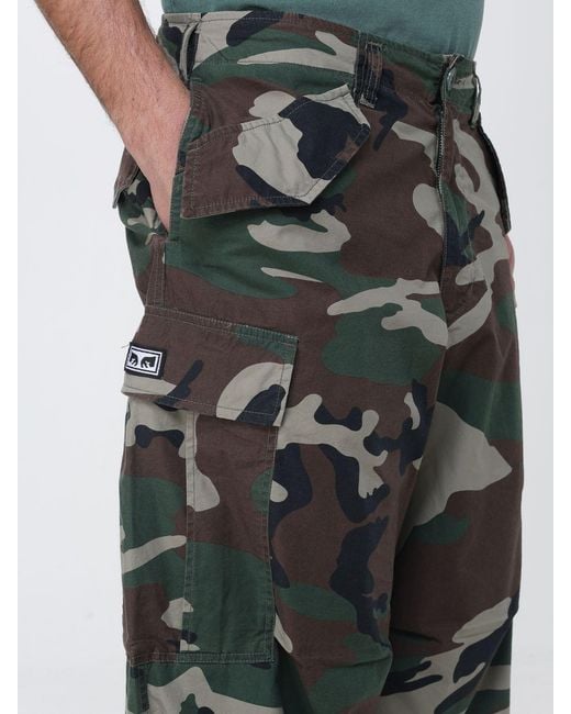 Obey Multicolor Cotton Cargo Pants With Camouflage Print for men