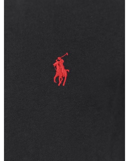 Polo Ralph Lauren Black Crewneck Cotton T-Shirt With Embroidered Pony Logo for men