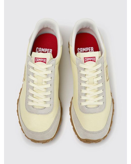 Camper Natural Two-Tone Drift Walk Leather And Suede Trainers With Vibram Sole