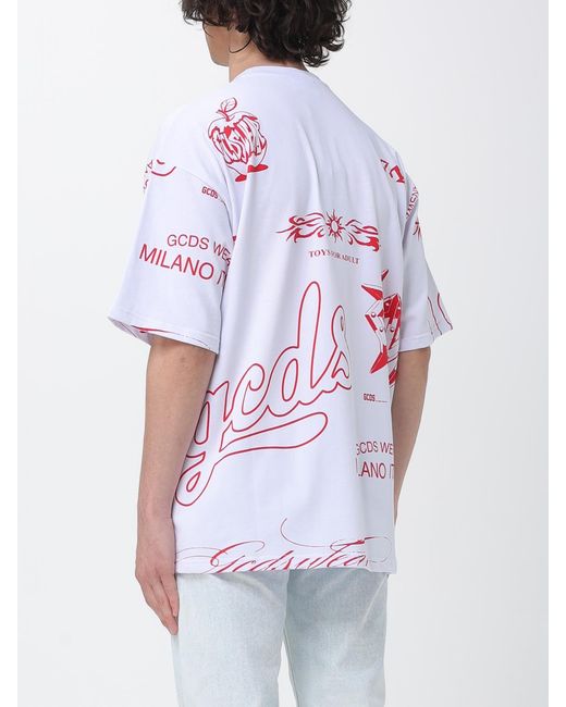 Gcds White Printed Cotton Oversized T-Shirt for men