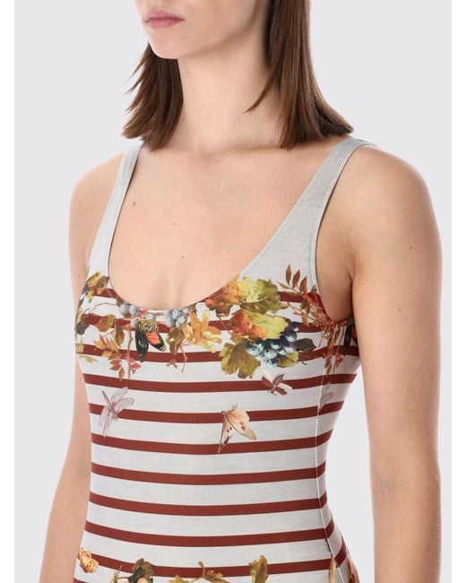 Jean Paul Gaultier Blue Printed Polyester One-Piece Swimsuit