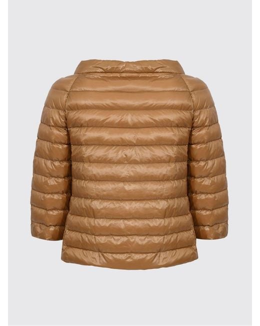 Herno Brown Reversible Round-Neck Cropped Down Jacket