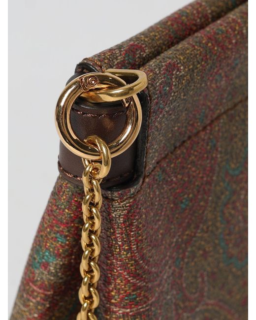 Etro Brown Talk Arnica Mini Coated Cotton Paisley Jacquard Clutch