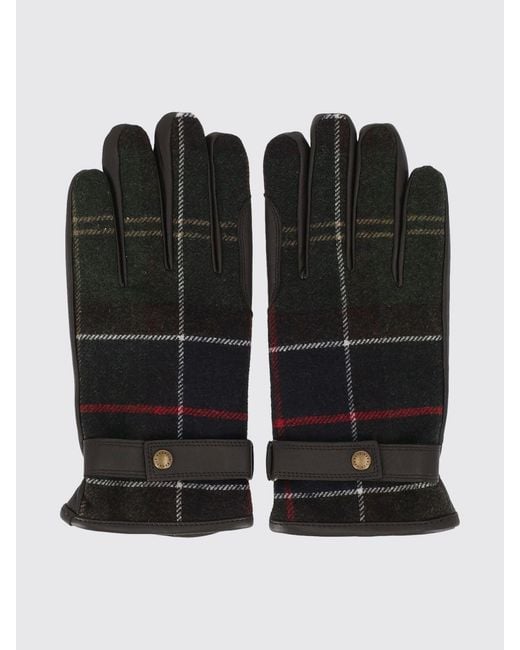 Barbour Black Classic Tartan Wool Gloves for men
