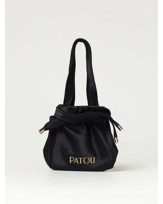 Patou Black Satin Bucket Bag