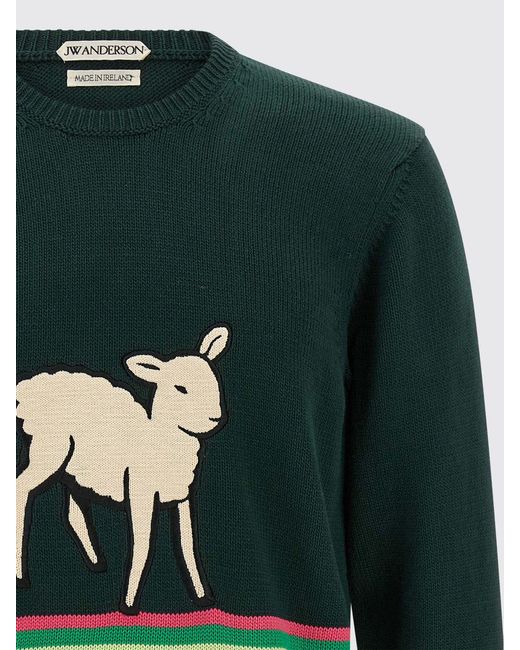 J.W. Anderson Gray Striped Cotton Crew-Neck Jumper With Print for men