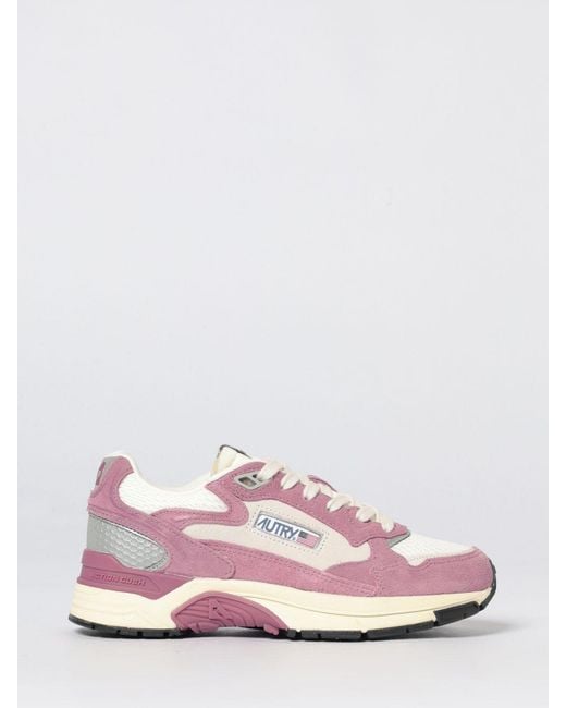 Autry Pink Hyperway Mesh And Suede Sneakers