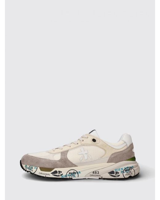 Premiata White Mase Suede And Mesh Sneakers for men