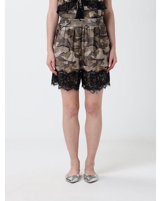 Pinko Black Camouflage Viscose Shorts