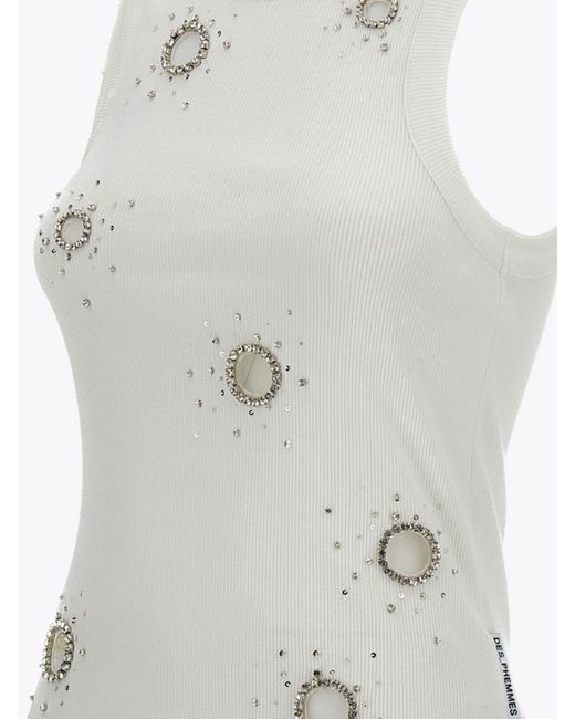 Des Phemmes Blue Jersey Top With Appliqués