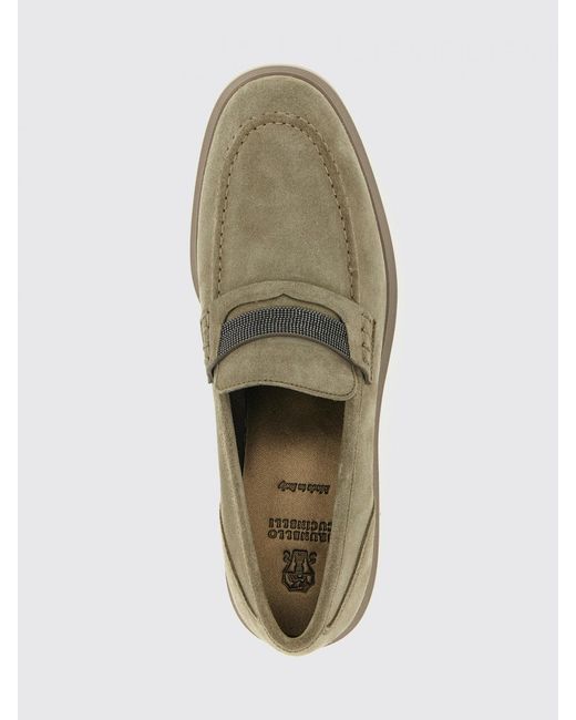 Brunello Cucinelli Green Suede Loafers With Monili