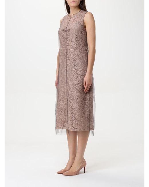 Fendi Multicolor Lace Midi Dress With Tulle Overlay