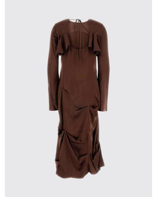 Ganni Red Viscose Midi Dress