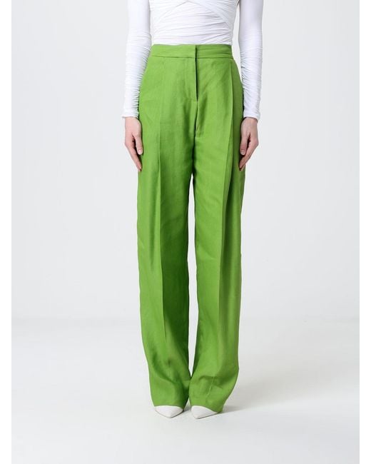 Elisabetta Franchi Green Linen Blend Palazzo Trousers