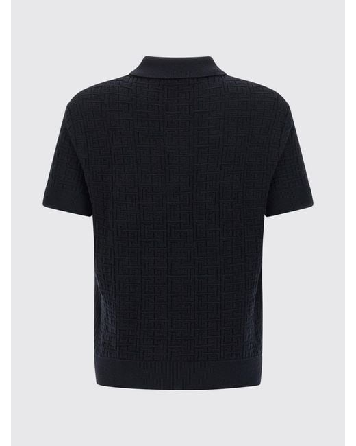 Polo De Punto De Lana Y Lino Balmain de hombre de color Black