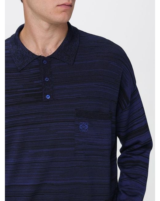 Loewe Gestreifter Polo-Pullover in Blue für Herren