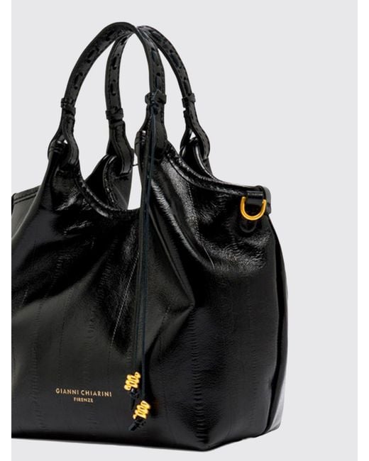 Gianni Chiarini Black Dua Leather Mini Handbag With Removable Shoulder Strap