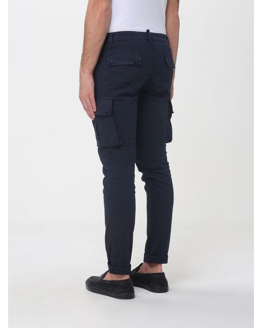 Mason's Blue Stretch Cotton Cargo Trousers for men