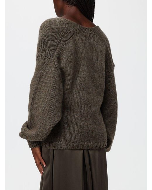 Khaite Green Deep V-Neck Pure Cashmere Cardigan