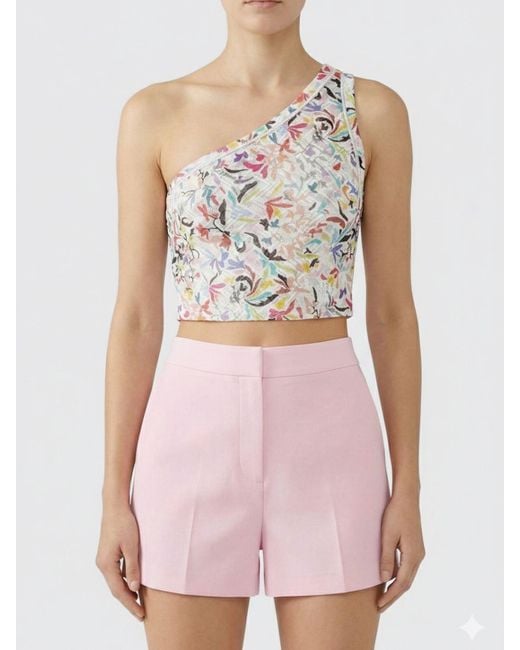 Missoni Pink Floral One-Shoulder Crop Top