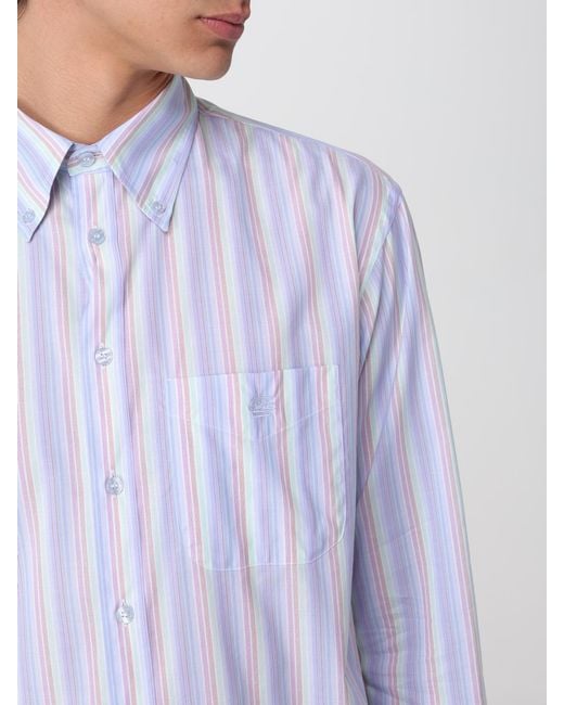 Etro Purple Striped Cotton Basic Shirt for men