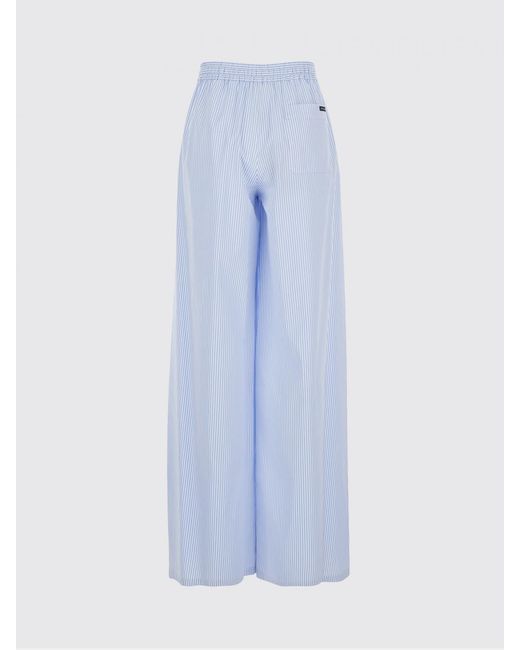 Dolce & Gabbana Blue Dolce &Amp Gabbana Striped Cotton Palazzo Trousers With Drawstring Waist