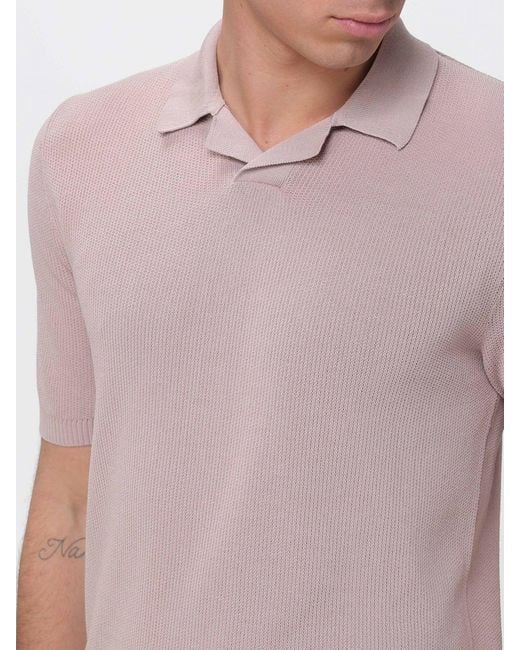 Eleventy Purple Cotton Knit Polo for men