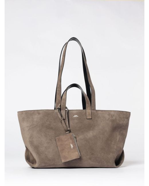 A.P.C. Gray Le Drummer Large Suede Bag