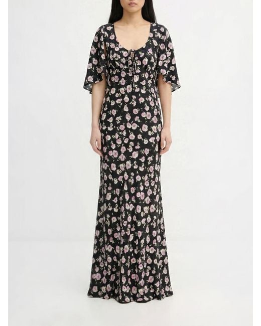 Twinset White Long Viscose Dress With Floral Print