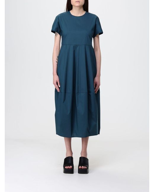 Liviana Conti Blue Cotton Blend Dress