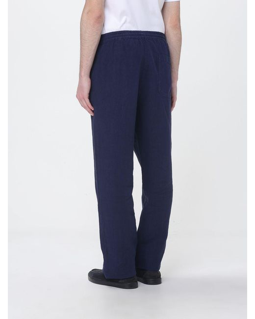 Aspesi Blue Wide-Leg Linen Trousers for men