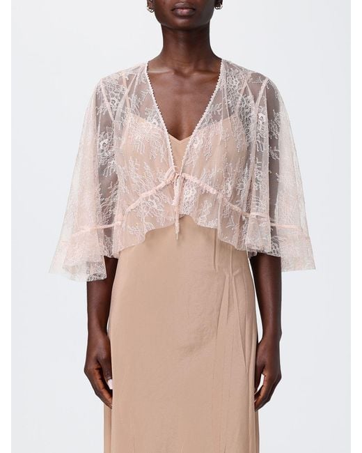 Alberta Ferretti Natural Lace Shrug