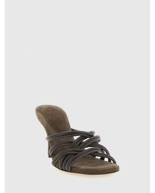 Brunello Cucinelli Brown Leather Mules