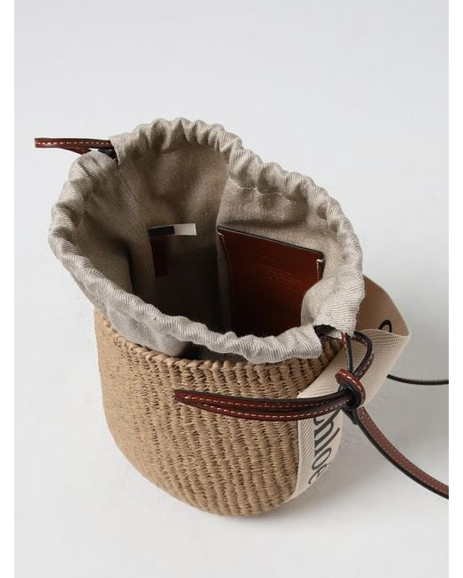 Chloé White ChloÉ Woody Woven Raffia And Leather Bag