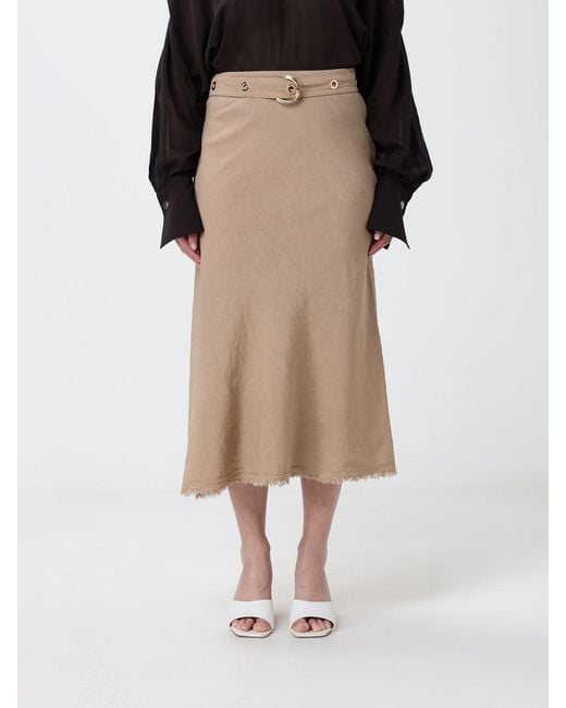 Pinko Natural Asymmetric Linen Blend Skirt