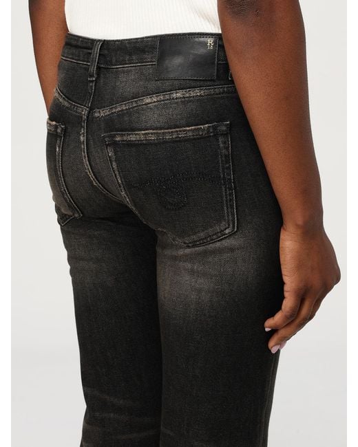 R13 Black Cropped Fit Cotton Denim Jeans
