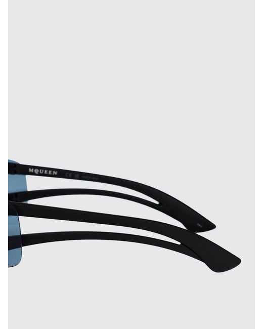 McQueen Blue Two-Tone Acetate Square Sunglasses for men