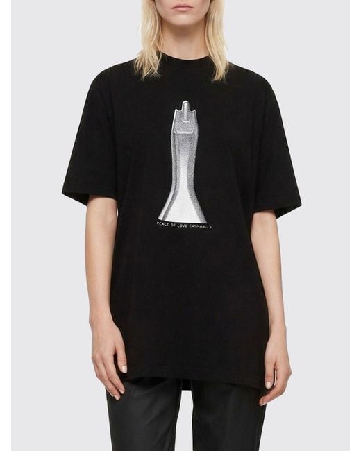 Rick Owens Black Printed Cotton T-Shirts