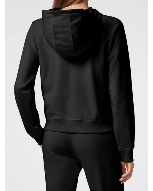 Philipp Plein Black Slim Fit Hooded Zip-Up Jersey Sweatshirt